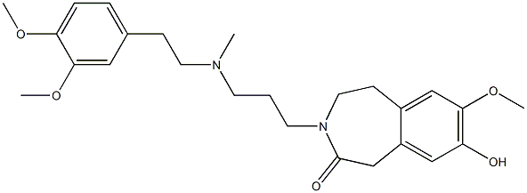 4,5-Dihydro-8-hydroxy-7-methoxy-3-[3-[N-methyl-2-(3,4-dimethoxyphenyl)ethylamino]propyl]-1H-3-benzazepin-2(3H)-one Struktur