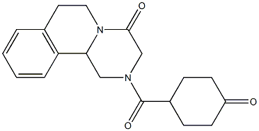 (+)-2-[(4-Oxocyclohexyl)carbonyl]-1,2,3,6,7,11b-hexahydro-4H-pyrazino[2,1-a]isoquinolin-4-one Struktur