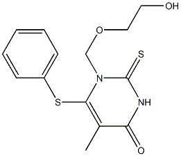 1-(2-Hydroxyethoxymethyl)-5-methyl-6-(phenylthio)-2(1H)-thioxopyrimidine-4(3H)-one Struktur