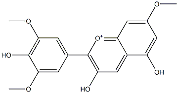 3,5-Dihydroxy-2-(4-hydroxy-3,5-dimethoxyphenyl)-7-methoxy-1-benzopyrylium Struktur