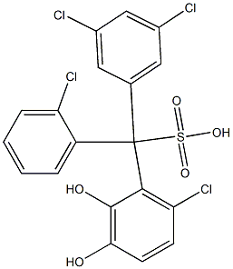 (2-Chlorophenyl)(3,5-dichlorophenyl)(6-chloro-2,3-dihydroxyphenyl)methanesulfonic acid Struktur