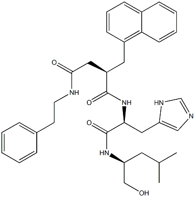 (2S)-2-[[N-[(2R)-3-[(Phenethylamino)carbonyl]-2-[(naphthalen-1-yl)methyl]propionyl]-L-histidyl]amino]-4-methyl-1-pentanol Struktur