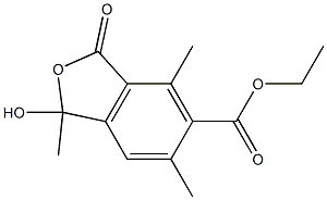 1-Hydroxy-1,4,6-trimethyl-3-oxo-1,3-dihydroisobenzofuran-5-carboxylic acid ethyl ester Struktur