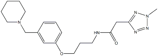 N-[3-[3-(Piperidinomethyl)phenoxy]propyl]-2-(2-methyl-2H-tetrazol-5-yl)acetamide Struktur