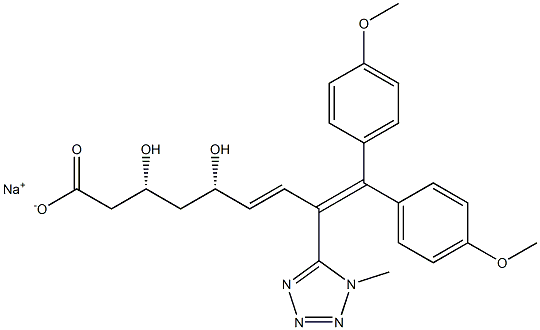 (3R,5S,6E)-9,9-Bis(4-methoxyphenyl)-3,5-dihydroxy-8-(1-methyl-1H-tetrazol-5-yl)-6,8-nonadienoic acid sodium salt Struktur