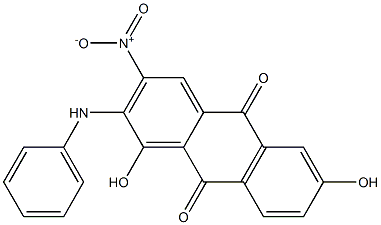 2-Anilino-1,6-dihydroxy-3-nitroanthraquinone Struktur