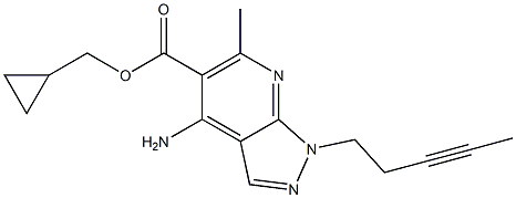 1-(3-Pentynyl)-4-amino-6-methyl-1H-pyrazolo[3,4-b]pyridine-5-carboxylic acid cyclopropylmethyl ester Struktur