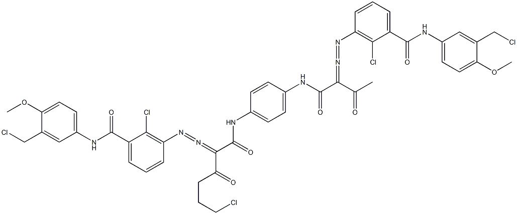 3,3'-[2-(2-Chloroethyl)-1,4-phenylenebis[iminocarbonyl(acetylmethylene)azo]]bis[N-[3-(chloromethyl)-4-methoxyphenyl]-2-chlorobenzamide] Struktur