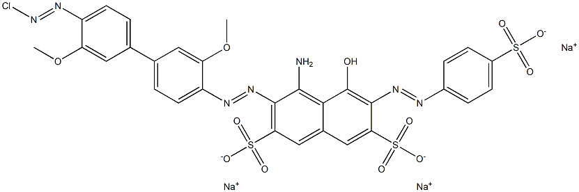 4-Amino-3-[4'-(chloroazo)-3,3'-dimethoxy-4-biphenylylazo]-5-hydroxy-6-(4-sulfophenylazo)-2,7-naphthalenedisulfonic acid trisodium salt Struktur