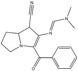 2-Dimethylaminomethyleneamino-3-benzoyl-5,6,7,7a-tetrahydro-1H-pyrrolizine-1-carbonitrile Struktur