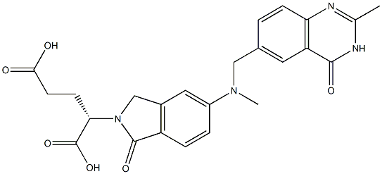 (S)-2-[[1,3-Dihydro-5-[N-methyl-N-[[(3,4-dihydro-2-methyl-4-oxoquinazolin)-6-yl]methyl]amino]-1-oxo-2H-isoindol]-2-yl]glutaric acid Struktur