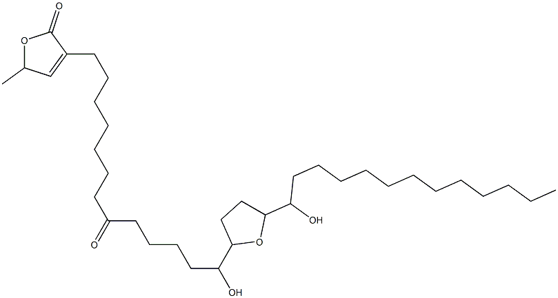 3-[13-Hydroxy-8-oxo-13-[[tetrahydro-5-(1-hydroxytridecyl)furan]-2-yl]tridecyl]-5-methylfuran-2(5H)-one Struktur