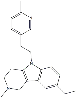 8-Ethyl-2,3,4,5-tetrahydro-2-methyl-5-[2-(6-methyl-3-pyridyl)ethyl]-1H-pyrido[4,3-b]indole Struktur