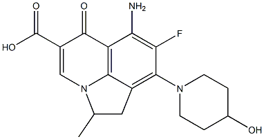 2-Methyl-6-amino-7-fluoro-8-(4-hydroxypiperidin-1-yl)-1,2-dihydro-5-oxo-5H-2a-azaacenaphthylene-4-carboxylic acid Struktur