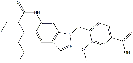 4-[6-(2-Ethylhexanoyl)amino-1H-indazol-1-ylmethyl]-3-methoxybenzoic acid Struktur