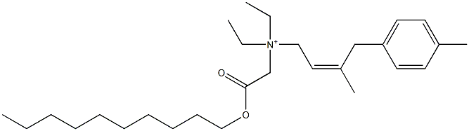 N-(Decyloxycarbonylmethyl)-N-ethyl-N-[3-(p-methylbenzyl)-2-butenyl]ethanaminium Struktur