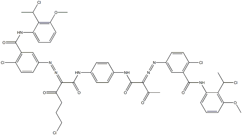 3,3'-[2-(2-Chloroethyl)-1,4-phenylenebis[iminocarbonyl(acetylmethylene)azo]]bis[N-[2-(1-chloroethyl)-3-methoxyphenyl]-6-chlorobenzamide] Struktur