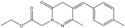 6-Methyl-5-(4-methylbenzylidene)-3-oxo-2,3,4,5-tetrahydropyridazine-2-acetic acid ethyl ester Struktur