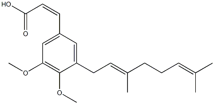 3-[(2E)-3-Methyl-7-methyl-2,6-octadien-1-yl]-4,5-dimethoxy-cis-cinnamic acid Struktur