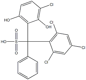 (3-Chloro-2,6-dihydroxyphenyl)(2,4,6-trichlorophenyl)phenylmethanesulfonic acid Struktur