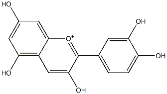 2-(3,4-Dihydroxyphenyl)-3,5,7-trihydroxychromenylium Struktur