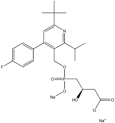 (3R)-4-[[[4-(4-Fluorophenyl)-6-tert-butyl-2-isopropyl-3-pyridinyl]methoxy]sodiooxyphosphinyl]-3-hydroxybutyric acid sodium salt Struktur