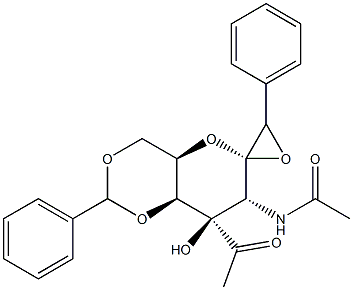 2-Acetamido-3-acetyl-4.6-di-O-benzylidene-2-deoxy-alpha-D-galactopyranose Struktur