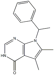 5,6-Dimethyl-7-(1-phenyl-ethyl)-3,7-dihydro-pyrrolo[2,3-d]pyrimidin-4-one Struktur