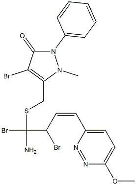 3-((1-Amino-2,3-diaza-4-(4-methoxyphenyl)buta-1,3-dienylthio)methyl)-4-bromo-2-methyl-1-phenyl-3-pyrazolin-5-one, bromide Struktur