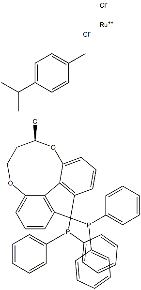 Chloro{(R)-(-)-1,13-bis(diphenylphosphino)-7,8-dihydro-6H-dibenzo[f,h][1,5]dioxonin}(p-cymene)ruthenium(II) chloride Struktur