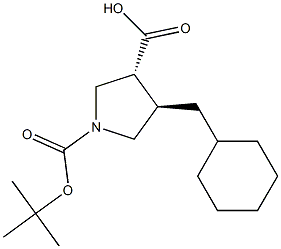 (3R,4R)-1-(tert-butoxycarbonyl)-4-(cyclohexylmethyl)pyrrolidine-3-carboxylic acid Struktur