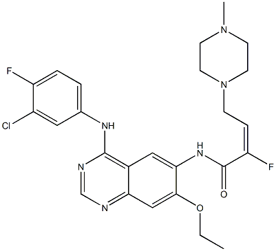 (E)-N-(4-(3-chloro-4-fluorophenylamino)-7-ethoxyquinazolin-6-yl)-2-fluoro-4-(4-methylpiperazin-1-yl)but-2-enamide Struktur