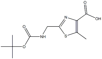 2-((tert-butoxycarbonylamino)methyl)-5-methylthiazole-4-carboxylic acid
 Struktur