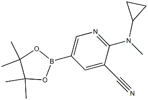 2-(cyclopropylmethylamino)-5-(4,4,5,5-tetramethyl-1,3,2-dioxaborolan-2-yl)pyridine-3-carbonitrile Struktur