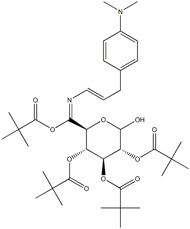 N-[(4'-Dimethylaminophenyl)-1-propenyl]imino-2,3,4,6-tetra-O-pivaloyl-D-glucopyranoside Struktur