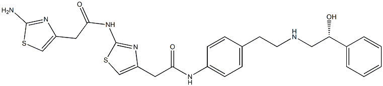 (R)-2-(2-aminothiazol-4-yl)-N-(4-(2-((4-(2-((2-hydroxy-2-phenylethyl)amino)ethyl)phenyl)amino)-2-oxoethyl)thiazol-2-yl)acetamide Struktur