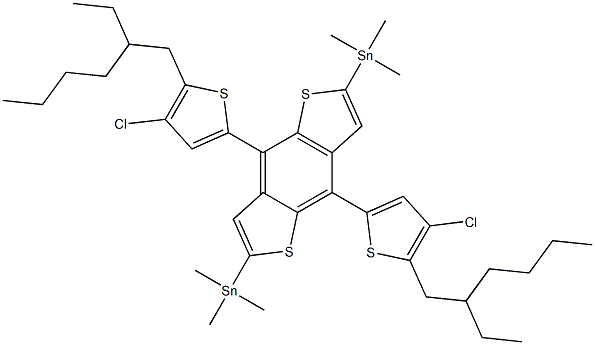 4,8-Bis-[4-chloro-5-(2-ethyl-hexyl)-thiophen-2-yl]-2,6-bis-trimethylstannanyl-1,5-dithia-s-indacene Struktur