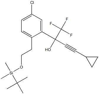 2-(2-(2-((tert-Butyldimethylsilyl)oxy)ethyl)-5-chlorophenyl)-4-cyclopropyl-1,1,1-trifluorobut-3-yn-2-ol Struktur