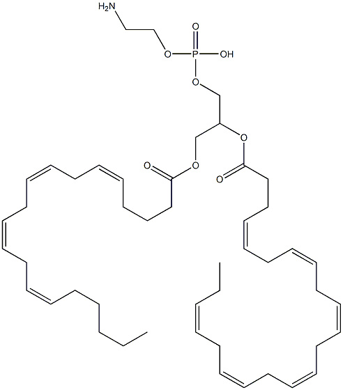 2-aminoethoxy-[2-[(4Z,7Z,10Z,13Z,16Z,19Z)-docosa-4,7,10,13,16,19-hexaenoyl]oxy-3-[(5Z,8Z,11Z,14Z)-icosa-5,8,11,14-tetraenoyl]oxy-propoxy]phosphinic acid Struktur