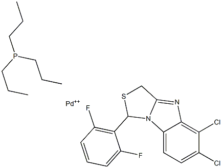 dichloro-1-(2',6'-difluorophenyl)-1H,3H-thiazolo(3,4-a)-benzimidazole(tri-n-propylphosphine)palladium(II) Struktur