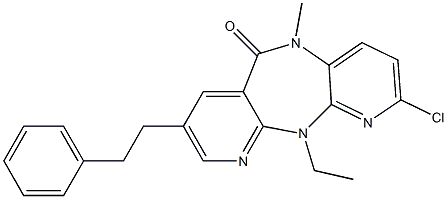 2-chloro-5,11-dihydro-11--ethyl-5-methyl-8-phenylethyl-6H-dipyrido(3,2-b-2',3'-e)(1,4)diazepin-6-one Struktur