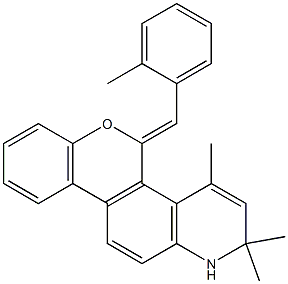 1,2-dihydro-5-(2-methylbenzylidene)-2,2,4-trimethyl-5H-chromeno(3,4-f)quinoline Struktur