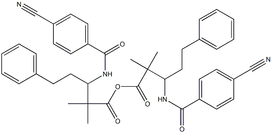 2,2-dimethyl-3-(N-4-cyanobenzoyl)amino-5-phenyl pentanoic anhydride Struktur