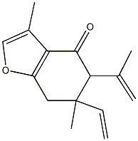 6-ethenyl-3,6-dimethyl-5-prop-1-en-2-yl-5,7-dihydrobenzofuran-4-one Struktur