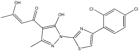 1-{1-[4-(2,4-dichlorophenyl)-1,3-thiazol-2-yl]-5-hydroxy-3-methyl-1H-pyrazol-4-yl}-3-hydroxy-2-buten-1-one Struktur