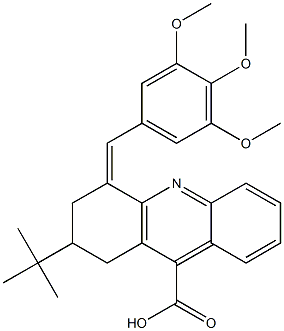 2-tert-Butyl-4-(3,4,5-trimethoxy-benzylidene)-1,2,3,4-tetrahydro-acridine-9-carboxylic acid Struktur