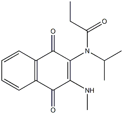 N-isopropyl-N-[3-(methylamino)-1,4-dioxo-1,4-dihydro-2-naphthalenyl]propanamide Struktur