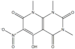 5-hydroxy-1,3,8-trimethyl-6-nitro-1,2,3,4,7,8-hexahydropyrido[2,3-d]pyrimidine-2,4,7-trione Struktur