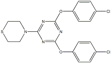 4-[4,6-di(4-chlorophenoxy)-1,3,5-triazin-2-yl]thiomorpholine Struktur