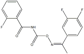 {[({[1-(3,4-difluorophenyl)ethylidene]amino}oxy)carbonyl]amino}(2-fluorophenyl)methanone Struktur